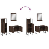 3 Piece Bathroom Cabinet Set Brown Oak Engineered Wood 3214353