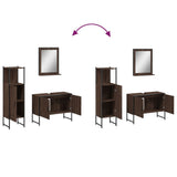 ZNTS 3 Piece Bathroom Cabinet Set Brown Oak Engineered Wood 3214353