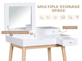 Dressing Table with Flip-up Mirror, Makeup Desk with 2 Drawers, Vanity Table Writing Desk for T3398P342390