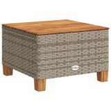 Garden Table Grey 55x55x36 cm Poly Rattan Acacia Wood 365909