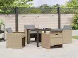 Garden Dining Set 5 pcs Beige Poly Rattan 3380613