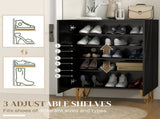 Narrow Shoe Storage Cabinet with Soft-Close Hinges and Adjustable Shelves for 15-20 Pairs of Shoes, T3398P328268