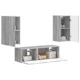 TV Wall Cabinet Set 4 pcs Grey Sonoma Engineered Wood 3408913