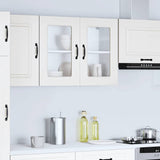 Kitchen Wall Cabinet with Glass Door Kalmar White Engineered Wood 853607
