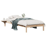 Bed Frame with Side Tables Natural 100 x 220 cm Solid Pine Wood 873244