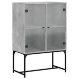 Side Cabinet with Glass Doors Concrete Grey 69x37x100 cm 836549