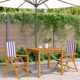Garden Chairs 2 pcs Blue and White Solid Wood Acacia and Fabric 367662