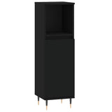 Bathroom Cabinet Black 30x30x100 cm Engineered Wood 831549