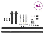 Sliding Door Hardware Kit 427 cm Steel Black 3295744
