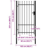Fence Gate BOXTEL Single Door with Spike Top Steel 1x1.75 m Black 145745