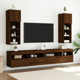TV Cabinet with LED Lights Brown Oak 30.5x30x90 cm 837013