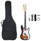 Electric Bass Guitar for Beginner with Bag Brown and White 4/4 46" 70184