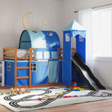 Bunk Bed without Mattress with Slide and Curtains Blue 90x200 cm 3284168