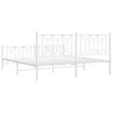 Metal Bed Frame without Mattress with Footboard White 180x200cm 376199