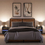 Wall-mounted Bedside Cabinets with LED Lights 2 pcs Black 3307978