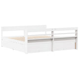 Bed Frame without Mattress White 200x200 cm Solid Wood Pine 3307111