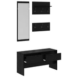 Hallway Furniture Set 4 pcs Black Oak Engineered Wood 871529
