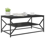 ZNTS Coffee Table with Shelf Black Oak 90x50x40 cm Engineered Wood 868231