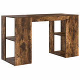 Desk with Shelf Smoked Oak 130 x 50.5 x 75 cm Engineered Wood 869502
