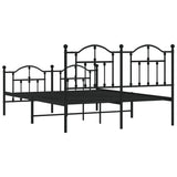 Metal Bed Frame without Mattress with Footboard Black 140x200cm 353458