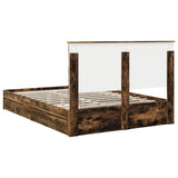 Storage Bed with Drawer Smoked Oak 140 x 190 cm Engineered Wood 3411212