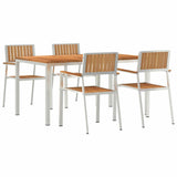 Outdoor Dining Set 5 pcs Solid Teak Wood and Stainless Steel 3334799