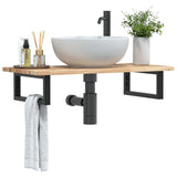 Basin Shelf Wall Mounted Steel and Solid Wood Acacia 3302673