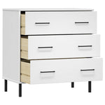 ZNTS Sideboard with 3 Drawers White 77x40x79.5 cm Solid Wood OSLO 350981