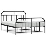 Bed Frame Black Powder-Coated Steel Large Bed Frame Rectangular 353658
