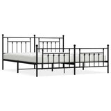 Bed Frame Black Steel Double Bed Frame Rectangular Industrial 353561