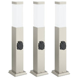 Bollard Lights with Outlet 3 pcs 50 cm Stainless Steel IP44 4006060