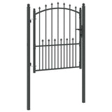 Fence Gate with Spikes Grey 125 x 100 cm Powder-coated steel 42009018