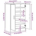 Shoe Cabinet Concrete Grey 60x35x92 cm Engineered Wood 808931