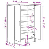 Shoe Cabinet Concrete Grey 60x35x92 cm Engineered Wood 808931
