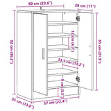 Shoe Cabinet Smoked Oak 60x35x92 cm Engineered Wood 816011