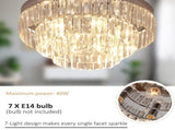 Round Crystal Ceiling Lamp 7 Lights Chandelier Mounted Fixture For Living Room Dining Room Hallway T3398P341448