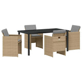 Garden Dining Set with Cushion Folding 5 pcs Beige Poly rattan 3379966
