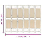 6-Panel Room Divider Cream 210x165 cm Fabric 338561
