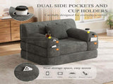 1-Seater Sleeper Sofa, Compressed Corduroy Sofa with High Backrest, Metal Frame, High-Density Foam, W3779P501260