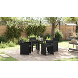 Garden Dining Set with Cushion 5 pcs Black Poly Rattan 3379976