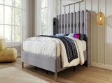 Upholstered Double with USB and Type-C Charging, Frame with Wooden Slatted Frame, Teenager N601P288478G