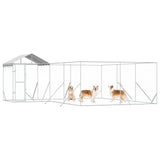 Outdoor Dog Kennel with Roof Silver 6x6x2.5 m Galvanised Steel 3190471