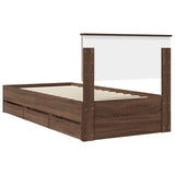 Bed Frame with Drawer Brown Oak 100 x 200 cm Engineer Wood 3408018