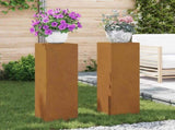 Plant Stand 2 pcs Rusty 24 x 24 x 75 cm Weathering Steel 865826