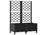 Garden Planter with Trellis&Wheels Black 80 x 40 x 146 cm PP 3422970