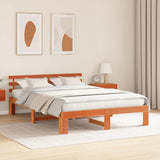 Bed Frame with Headboard Wax Brown 150 x 200 cm Solid Pine Wood 872607