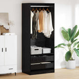 Wardrobe with Drawer Black Oak 80 x 50 x 200 cm Engineered Wood 3403224