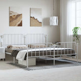 Metal Bed Frame without Mattress with Footboard White 193x203cm 373960