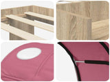 Bed Frame with Tunnel 3 pcs Sonoma Oak and Pink Engineered Wood 3423638