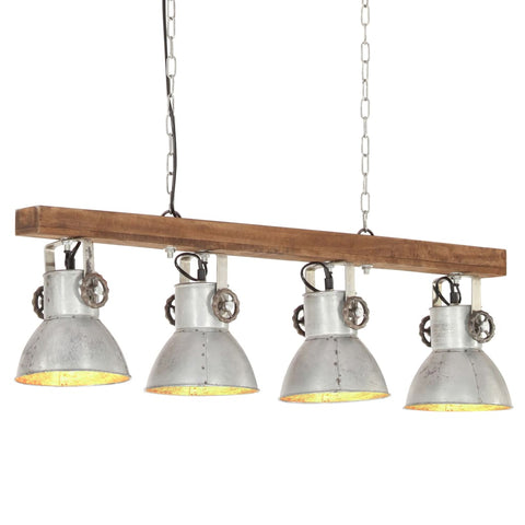 ZNTS Industrial Ceiling Lamp Silver E27 Mango Wood 320521